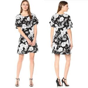 KAREN KANE Ruffle Sleeve Floral Dress